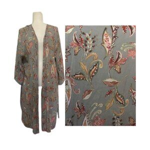 Les Amis LIKE NEW floral paisley open front long line side slit kimono M